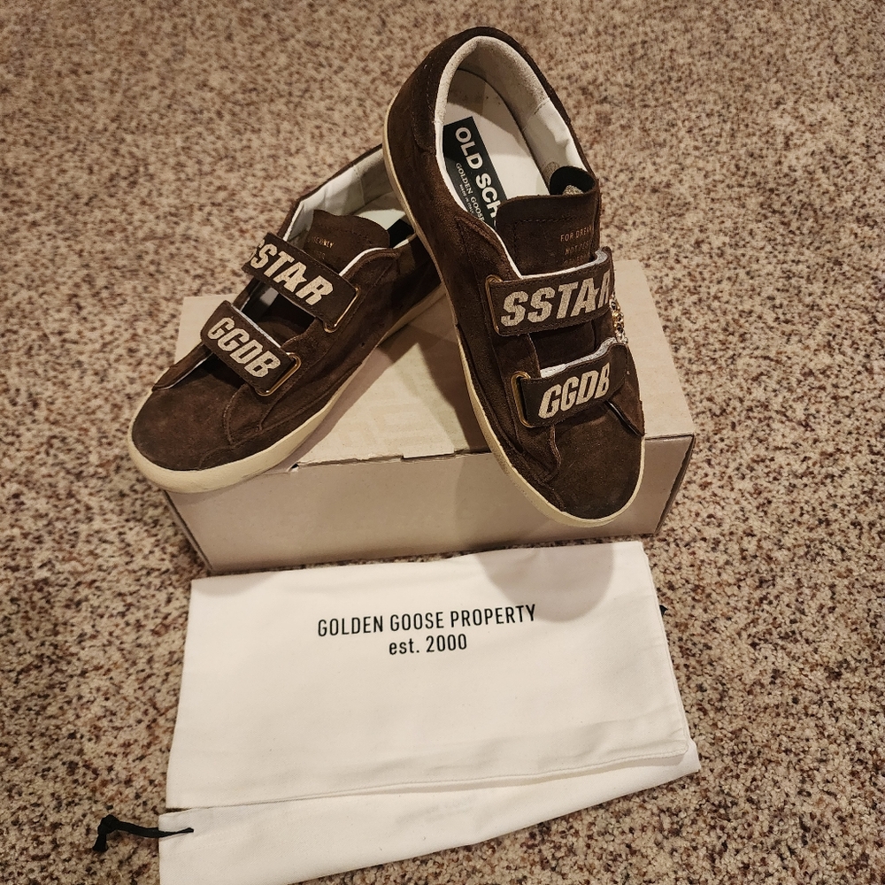 Golden Goose Brown Sneakers with Velcro Straps